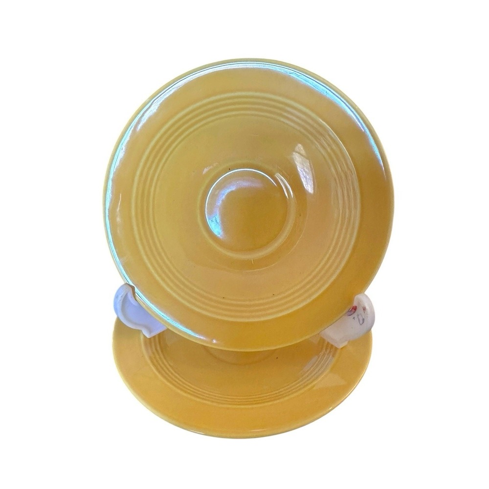 Vintage 2 Homer Laughlin Harlequin Demitasse Saucers In Yellow 5"